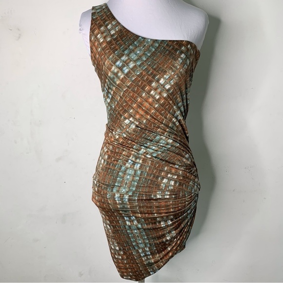 Torn by Ronny Kobo Women's Bodycon One Shoulder Multicolor Bodycon Dress Size XS - Picture 1 of 13